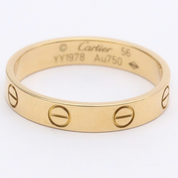 CARTIER Jewelry - Polished CARTIER Mini Love Ring Band Size #56 US 7 1/2 18K Pink Gold PG BF555204